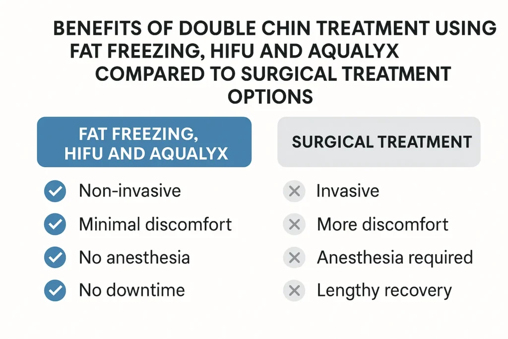 Graphic about the benefits of double chin treatment Ruislip Common - from LA LIPO
